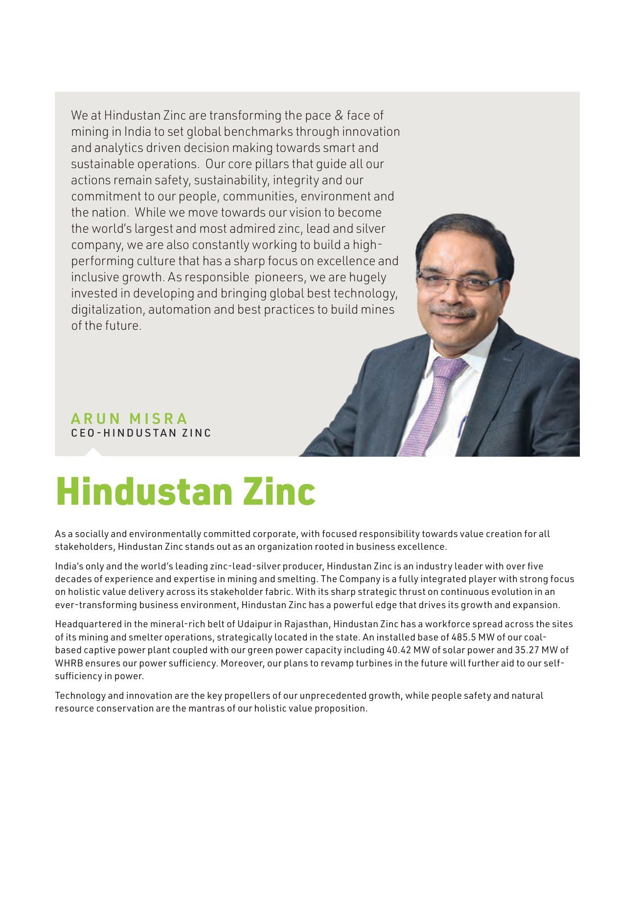 Hindustan Zinc corporate brochure